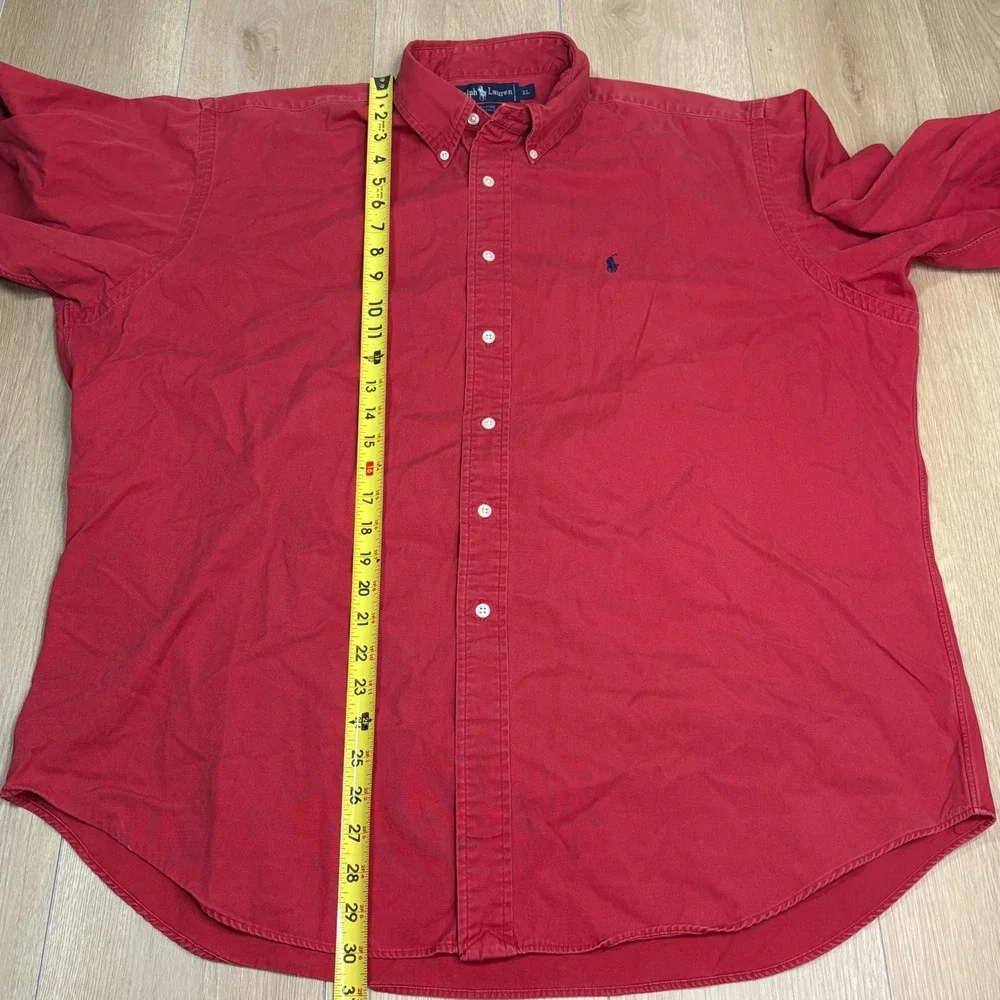 Polo Ralph Lauren Blaire Shirt Mens XL Red Cotton Long Sleeve Button Down Pony